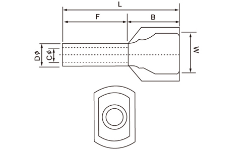 Spade terminal manufacturer_Insulated twin cord end terminal drawing