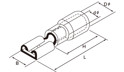 Parallel terminal supplier_Vinyl-Insulated female disconnector drawing