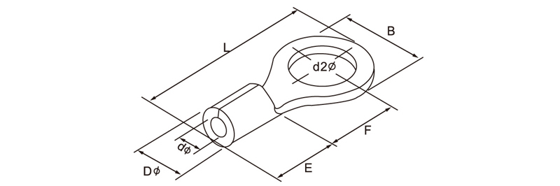 Non-insulated pin terminal supplier_Non-insulated Ring terminal drawing